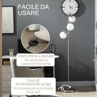 HOMCOM  Μοντέρνο φωτιστικό δαπέδου με 3 σημεία φωτός από ατσάλι και...