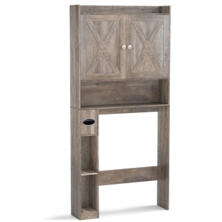 Costway Ντουλάπι Μπάνιου Γκρι με Διπλές Πόρτες, Ρυθμιζόμενο Ράφι & ...