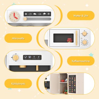 Costway Διπλή Παιδική Κουζίνα με Εκπαιδευτική Ομιλούσα Αφίσα - Παιδ...