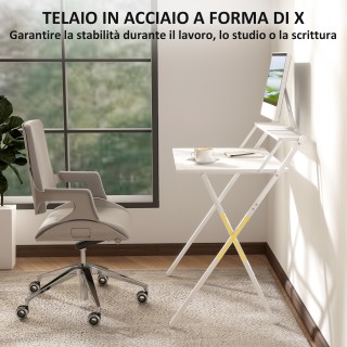 HOMCOM Πτυσσόμενο Γραφείο με Ράφι για Οθόνη, 81.5x62x86.5 εκ., Λευκ...