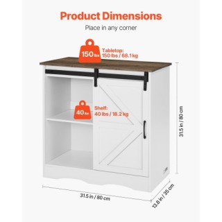 VEVOR Τραπέζι Καφέ 3 Επιπέδων με Πόρτες Αχυρώνα Καφέ Λευκό BSZSJ32Y...