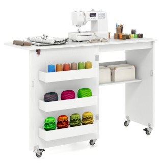Costway  Πτυσσόμενο Τραπέζι Ραπτικής & Χειροτεχνίας με Κρυφούς Αποθ...