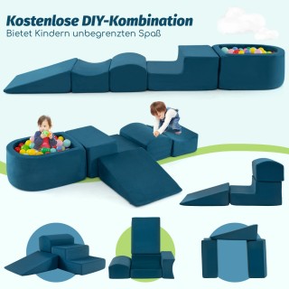 Costway Σετ 5 Τεμαχίων Μεγάλα Μπλε Αφρώδη Τουβλάκια Με Μπάλα Παίχνι...