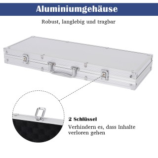 Costway Σετ Καζίνο 500 Τεμαχίων με Μάρκες, Τράπουλες, Ζάρια, Μάρκες...