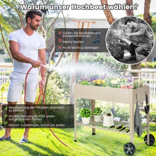 Costway Κινητό Μεταλλικό Υψωμένο Παρτέρι με Αποθήκευση σε Λευκό Χρώ... Costway Κινητό Μεταλλικό Υψωμένο Παρτέρι με Αποθήκευση σε Λευκό Χρώ...