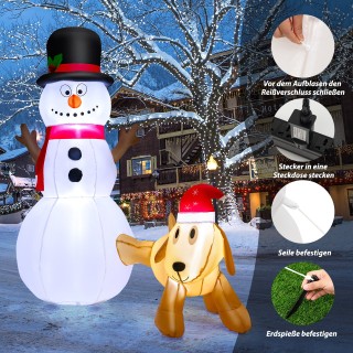 Costway 180 εκ Φουσκωτός Χιονάνθρωπος με Σκυλάκι CM23967EU