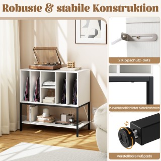 Costway  Λευκή Βάση Πικάπ με Φορτιστή & Αποθηκευτικό Χώρο για Βινύλ...