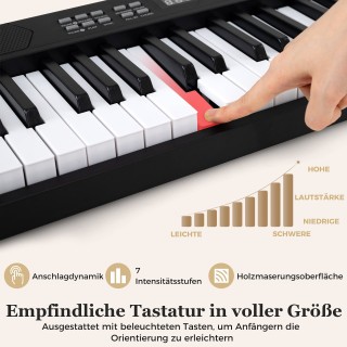 Costway Φορητό πιάνο-πληκτρολόγιο 61 πλήκτρων, πλήρες ηλεκτρονικό π...