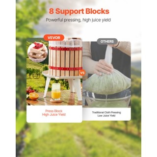 VEVOR Πρέσα Φρούτων Ξύλινη 12L για Παρασκευή Κρασιού GJYZJLSSM12LGR...