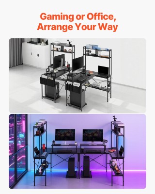 VEVOR L-Σχήματος Gaming Γραφείο με LED Φώτα, 1.2m Επανατοποθετήσιμη...