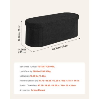 VEVOR Πτυσσόμενο Ωοειδές Παγκάκι Αποθήκευσης από Ύφασμα Τέντι σε Μα... VEVOR Πτυσσόμενο Ωοειδές Παγκάκι Αποθήκευσης από Ύφασμα Τέντι σε Μα...