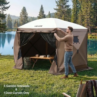 VEVOR Τοίχωμα Σκηνής Καφέ 1,73 x 1,48 μ, Αδιάβροχο & Αντηλιακό, 6 Τ...