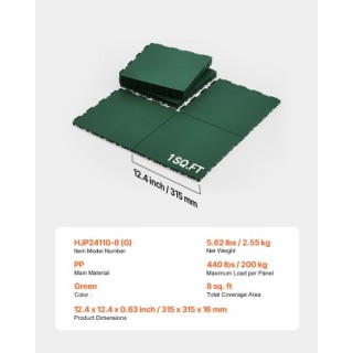 VEVOR Σετ 8 Πλακιδίων Γυμναστηρίου Πράσινα Διασυνδεόμενα PP Καουτσο...