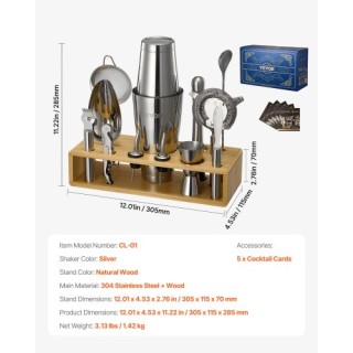 VEVOR Σετ Κοκτέιλ 13 Τεμαχίων Ανοξείδωτο Ατσάλι Ασημί JBYJTZBSDB137... VEVOR Σετ Κοκτέιλ 13 Τεμαχίων Ανοξείδωτο Ατσάλι Ασημί JBYJTZBSDB137...