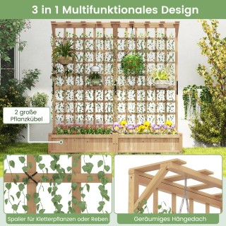 Costway Ξύλινη Ζαρντινιέρα με Στήριγμα & Σκεπή από Ξύλο Ελάτης – Γλ...