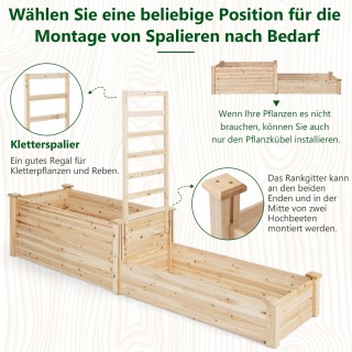 Costway  Υπερυψωμένο κρεβάτι από ξύλο έλατου με πέργκολα και γλάστρ...
