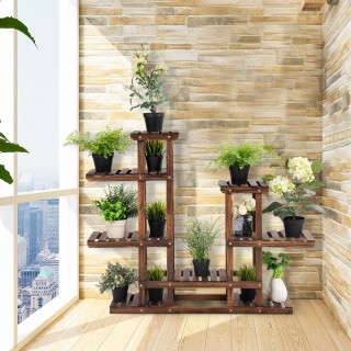 Costway Ραφιέρα Φυτών από Ξύλο Ελάτης με 6 Επίπεδα για Μπαλκόνι και...