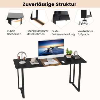 Costway Γραφείο με Μεταλλικό Σκελετό 160 x 60 cm Καφέ JV12584BK Costway Γραφείο με Μεταλλικό Σκελετό 160 x 60 cm Καφέ JV12584BK