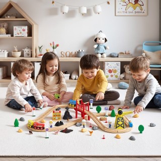 VEVOR Σετ Ξύλινου Τρένου 70 Τεμαχίων με Μαγνητικό Γερανό, Ξύλινη Σι... VEVOR Σετ Ξύλινου Τρένου 70 Τεμαχίων με Μαγνητικό Γερανό, Ξύλινη Σι...