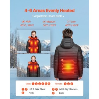 VEVOR Γυναικείο Θερμαινόμενο Μπουφάν με Μπαταρία 7.4V, Μαύρο JRJKNC...