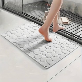 BAKAJI  Αντιολισθητικό Χαλάκι Μπάνιου Μικροΐνες με Εφέ Πέτρας 60x40...