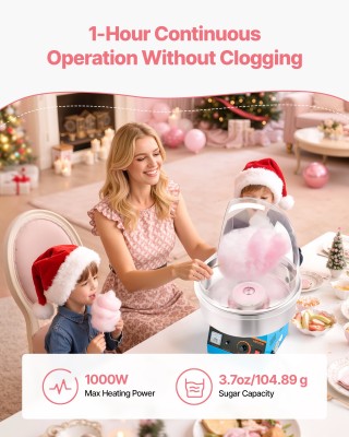 VEVOR Ηλεκτρική Μηχανή Μαλλιού της Γριάς1000W με Κάλυμμα, Μπλε ZHSK...