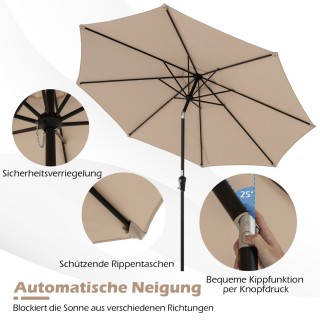 Costway Καφέ Ρυθμιζόμενη Ομπρέλα Εξωτερικού Χώρου 303 εκ. NP12259CF