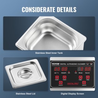 VEVOR  Υπερηχητικός Καθαριστής 1.3L 50W με Χρονοδιακόπτη, Καλάθι & ...