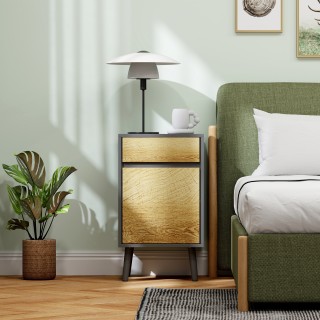 HOMCOM Μοντέρνο Κομοδίνο 40x39x69 εκ, Σκούρο Γκρι και Ξύλο 831-966V...