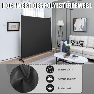 Costway Μαύρος Μονός Διαχωριστής Χώρου με Πλαίσιο (184 x 30 x 184 c...