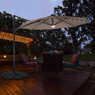 Costway Ηλιακή Ομπρέλα με LED Φώτα (Καφέ, Ø300 x 253 cm) NP10287CF