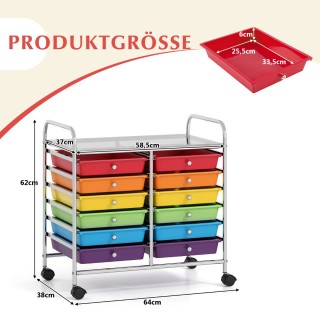 Costway Καρότσι με 12 Πολύχρωμα Στοιβαζόμενα Συρτάρια & Επιφάνεια ... Costway Καρότσι με 12 Πολύχρωμα Στοιβαζόμενα Συρτάρια & Επιφάνεια ...