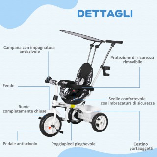 HOMCOM Τρίκυκλο για Παιδιά με Μανιβέλα Οδήγησης, Τέντα, Μπάρα Ασφαλ... HOMCOM Τρίκυκλο για Παιδιά με Μανιβέλα Οδήγησης, Τέντα, Μπάρα Ασφαλ...