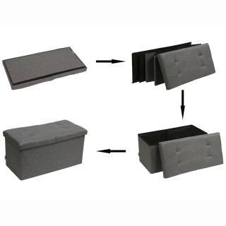 BAKAJI  Κασαπάνκα Πουφ Αποθηκευτικός Χώρος Γκρι Πάγκος Σκαμπό Υποπό...