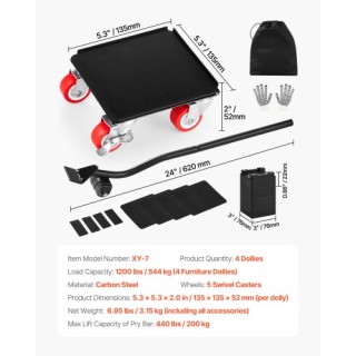 VEVOR Βαρέως Τύπου Έπιπλο Μεταφορέας με 5 Ρόδες, Ικανότητα 1200 Λίβ... VEVOR Βαρέως Τύπου Έπιπλο Μεταφορέας με 5 Ρόδες, Ικανότητα 1200 Λίβ...