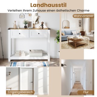 Costway Στενή λευκή κονσόλα εισόδου με 2 συρτάρια και ράφι, 81,5 x ... Costway Στενή λευκή κονσόλα εισόδου με 2 συρτάρια και ράφι, 81,5 x ...