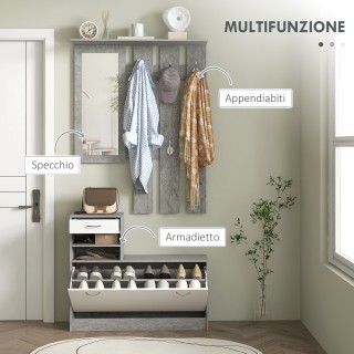 HOMCOM  Σετ Επίπλων Εισόδου με Κρεμάστρα με 6 Γάντζους, Έπιπλο Παπο...