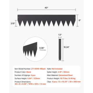 VEVOR Ατσάλινη Περιμετρική Επένδυση Τοπίου 4 Τεμάχια 40 x 8in Ανθεκ... VEVOR Ατσάλινη Περιμετρική Επένδυση Τοπίου 4 Τεμάχια 40 x 8in Ανθεκ...