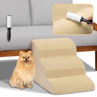 BAKAJI  Σκάλα για Κατοικίδια Μπεζ 3 Σκαλοπάτια για Γάτες και Σκύλου...