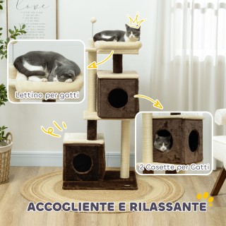 PawHut  Δέντρο ξυσίματος για γάτες με 2 σπιτάκια, κρεβατάκι, πλατφό...