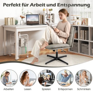 Costway Περιστρεφόμενη Πολυθρόνα Γραφείου με Παχιά Επένδυση σε Γκρι...