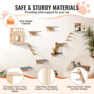 Σετ Τοίχου για Γάτες VEVOR με Ράφια, Φωλιές και Αιώρα (9 τεμάχια) ... Σετ Τοίχου για Γάτες VEVOR με Ράφια, Φωλιές και Αιώρα (9 τεμάχια) ...