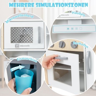 Costway Ξύλινη Παιδική Κουζίνα με Φούρνο Μικροκυμάτων 72 x 30 x 90 ...