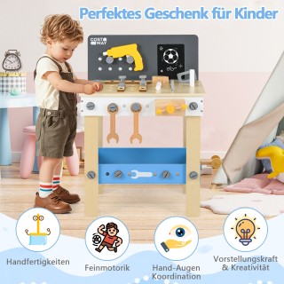 Costway  Ξύλινος Πάγκος Εργασίας για Παιδιά - Εκπαιδευτικό Σετ Δημι...