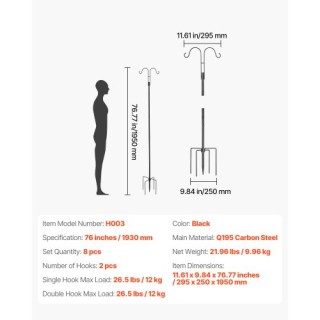 VEVOR Διπλός Γάντζος Πουλιών 8 Τεμάχια 1950mm Βαρέως Τύπου WNGJSMYR... VEVOR Διπλός Γάντζος Πουλιών 8 Τεμάχια 1950mm Βαρέως Τύπου WNGJSMYR...