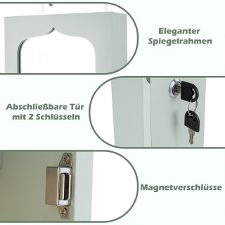 Costway Ντουλάπι κοσμημάτων με LED, κλειδωμένο επιτοίχιο/πόρτα με κ... Costway Ντουλάπι κοσμημάτων με LED, κλειδωμένο επιτοίχιο/πόρτα με κ...