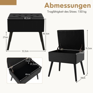 Costway Μαύρο Πολυθρόνα Μακιγιάζ με Αποθηκευτικό Χώρο JV10017DK