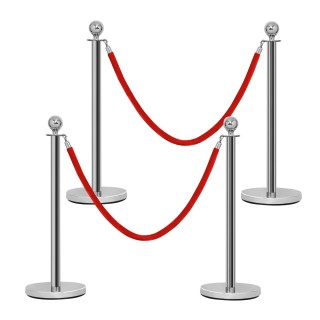 Costway Σύστημα Καθοδήγησης Ατόμων από Ανοξείδωτο Ατσάλι με Κόκκινε...