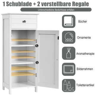 Costway Απλός και κομψός ντουλάπι δαπέδου μπάνιου με ρυθμιζόμενα ρά...