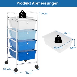 Costway Τροχήλατο Τρόλεϊ με 4 Αποσπώμενα Πλαστικά Συρτάρια Μπλε κα... Costway Τροχήλατο Τρόλεϊ με 4 Αποσπώμενα Πλαστικά Συρτάρια Μπλε κα...